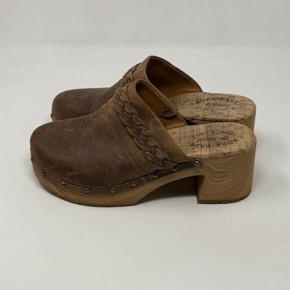 Kork Ease Tilly Clogs Womens 8 M Brown Leather Studded Block Heel Slip On - Picture 4 of 16